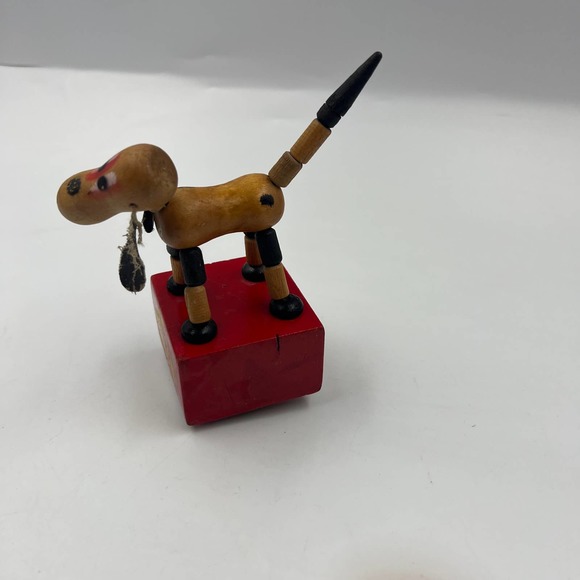 1950's Wood Push/Press-Up Kohner Dog Toy Trix Articulating Joints Dancing Stand - Picture 5 of 11